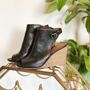 Lucky Brand ‘RISZA’ Open Toe Wedge Bootie - black